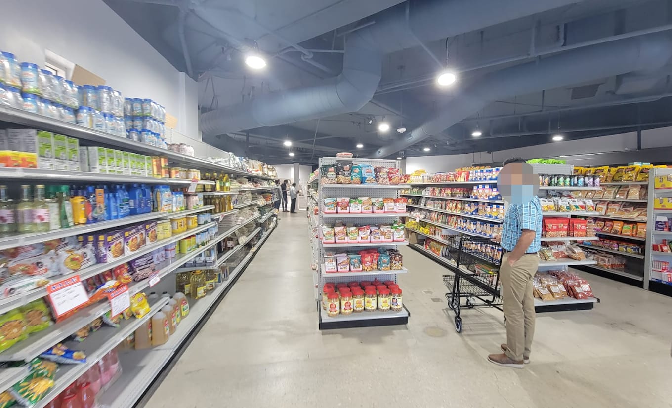 Aisles inside Five Spice Indian Grocery